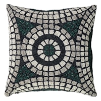 Tracey Boyd Green Medallion Beaded Throw Pillow, 12"