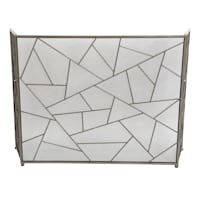 Crosby St. Gold Patterned Trifold Fireplace Screen, 31.5"