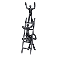 People Climbing Ladder Metal Figurine, 10"