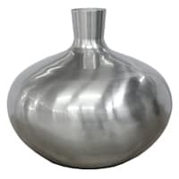 Silver Metal Vase, 9"