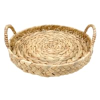 Round Natural Wicker Woven Decorative Tray, Small