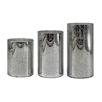 Providence 3-Pack Silver Mercury Glass LED Pillar Candles