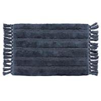 Honeybloom Navy Blue Loop Striped Bath Rug with Tassels, 20x30