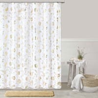 Providence Foil Floral Scroll Shower Curtain, 72"