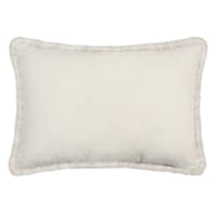 Providence White Velvet Throw Pillow with Fringe, 14x20