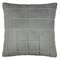 Honeybloom Grey Faux Fur Check Throw Pillow, 18"