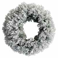 Pre-Lit Flocked Static Pine Wreath, 24"