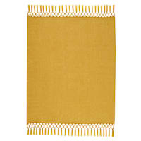 Yellow Chenille Throw Blanket  with Macrame, 50x60
