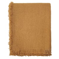 Honeybloom Tan Frayed Edge Woven Throw Blanket, 50x60