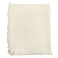 White Raw Edge Woven Throw Blanket, 50x60