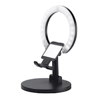 Black Phone Stand with Ring Light, 8"