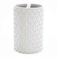 Crosby St. White Biker Textured Toothbrush Holder, 4.8"
