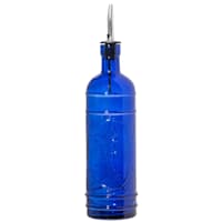 Embossed Blue Glass Oil & Vinegar Bottle