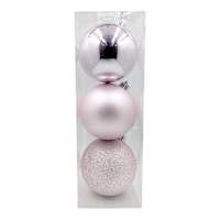 3-Count Pink Glittered Shatterproof Ornaments, 5.9"