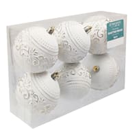 Gold 6-Count Shiny Gold & White Shatterproof Ball Ornaments, 3.1"