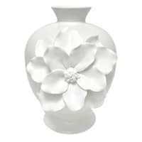 Providence White 3D Flower Ceramic Vase, 8"
