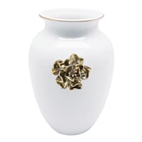 Providence Gold Flower Wide Mouth Ceramic Vase, 9"