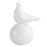 Providence White Ceramic Bird on Ball Decor, 8"