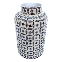 Tracey Boyd Grey Bamboo Capiz Bouquet Vase, 12"