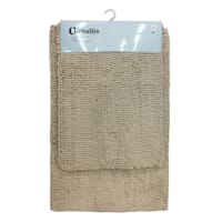 2-Piece Beige Noodle Bath Rug Set, 17x24/20x32