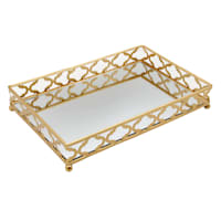 Providence Gold Geometric Metal Mirror Tray, 12x8
