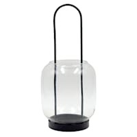 Black Metal and Clear Glass Lantern, Medium
