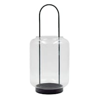 Black Metal and Clear Glass Lantern, Large