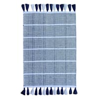 Woven Block Accent Rug W/Tassels Navy 24X36