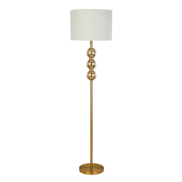 Providence Brass Stacked Orb Floor Lamp with White Fabric Drum Shade, 60"