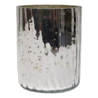 Found & Fable Ribbed Mercury Glass Votive Holder, 3"