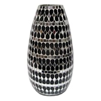 Found & Fable Black & Silver Mosaic Vase, 14"