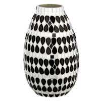Found & Fable Black & Silver Mosaic Vase, 10"