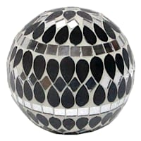 Found & Fable Black & Silver Mosaic Decorative Sphere, 4"