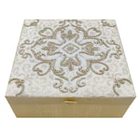 Providence White Decal & Beading Decorative Box, 6.5"