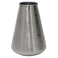 Found & Fable Etched Silver Metal Vase, 7"