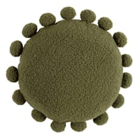 Soul Searcher Green Round Pom Pom Throw Pillow, 16"