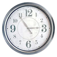 Silver & White Embossed Round Wall Clock, 30"
