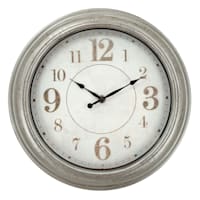 Silver & White Modern Round Wall Clock, 12"