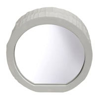 Found & Fable White Round Carved Mirror, 6.5"