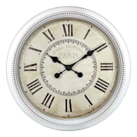 White Beaded Round Wall Clock, 22"