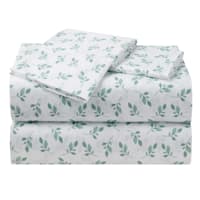 4-Piece White Eucalyptus Print Microfiber Essential Sheet Set, Full