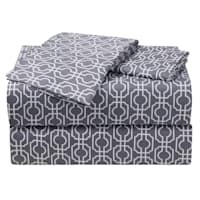 4-Piece Grey Labyrinth Print Microfiber Essential Sheet Set, Queen