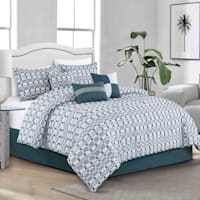 7-Piece Lia Grey & White Comforter Set, Queen