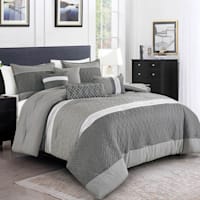 7-Piece Parker Grey Striped Comforter Set, King
