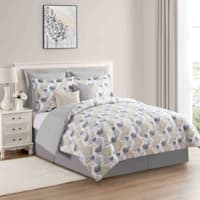 8-Piece Amelia Neutral Print Essential Comforter Set, Queen