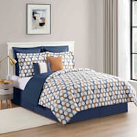 8-Piece Elle Multicolor Lattice Design Essential Comforter Set, Full