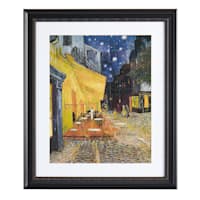 Glass Framed Cafe Terrace at Night Print Wall Art, 23x27