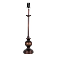 Bronze & Wood Large Table Lamp Base, 24"