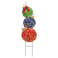 Classic Christmas Stacked Christmas Ornament Yard Stake, 35"