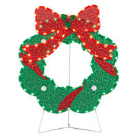Pre-Lit LED 2D Wreath Sculpture, 32"